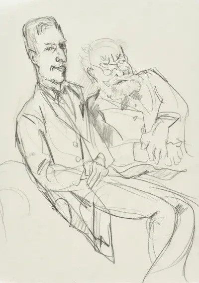 Två sittande män (till höger Edmund Husserl) av Rudolf Grossmann