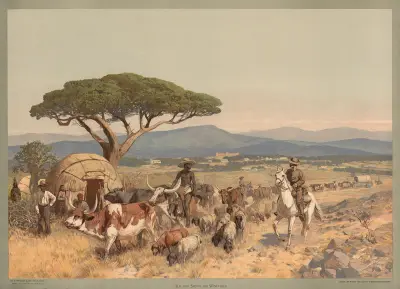 Kolonial-Wandbilder – Auf der Steppe bei Windhoek av Rudolf Hellgrewe