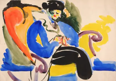 Calligraphic #2 Woman on Chair av Henry Lyman Saÿen