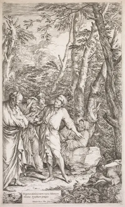 Diogenes und seine Schale von Salvator Rosa