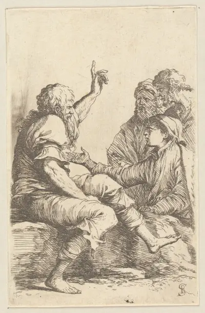 Four men in Conversation av Salvator Rosa