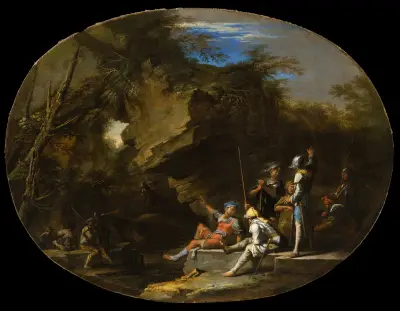 Landscape with Armed Men, 1640 – nr 2 av Salvator Rosa