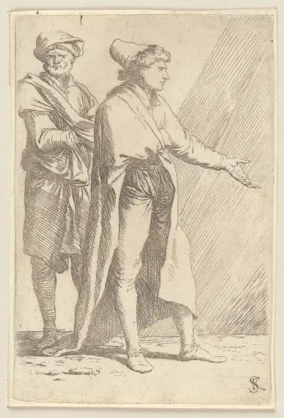 Man Striding Followed by a Retainer av Salvator Rosa