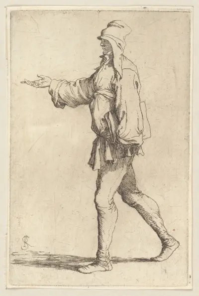 Man Striding with Right Arm Outstretched av Salvator Rosa