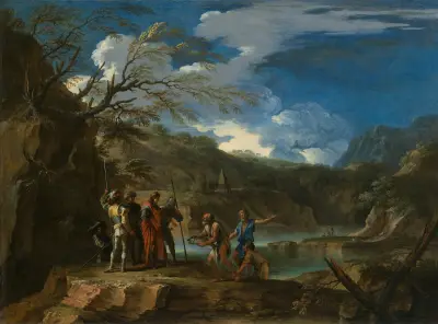 Polykrates und der Fischer von Salvator Rosa