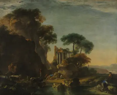 Ruins in a Rocky Landscape av Salvator Rosa