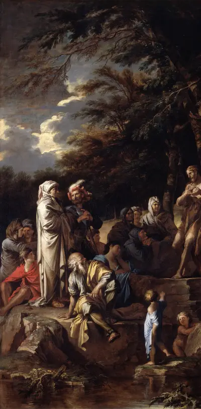 Johannes der Täufer predigt in der Wüste von Salvator Rosa