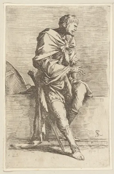 Sitzender Soldat von Salvator Rosa