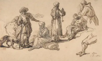 Studien für stehende und sitzende Figuren von Salvator Rosa