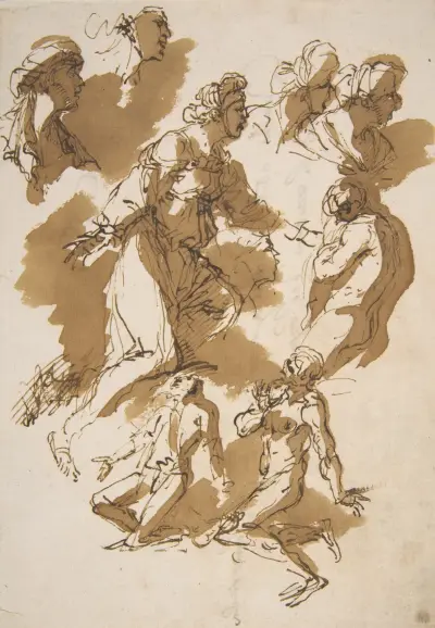 Studien kniender Figuren von Salvator Rosa
