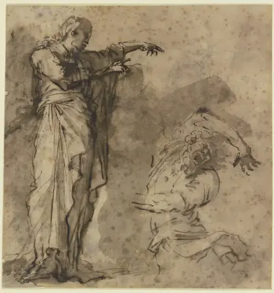 Studie für „Christus treibt einen Dämon aus“ von Salvator Rosa