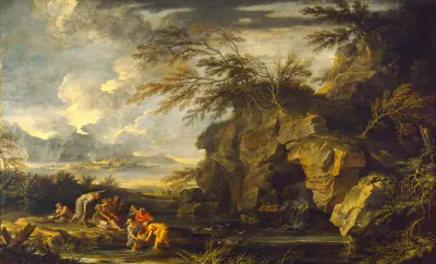 Die Auffindung des Moses von Salvator Rosa