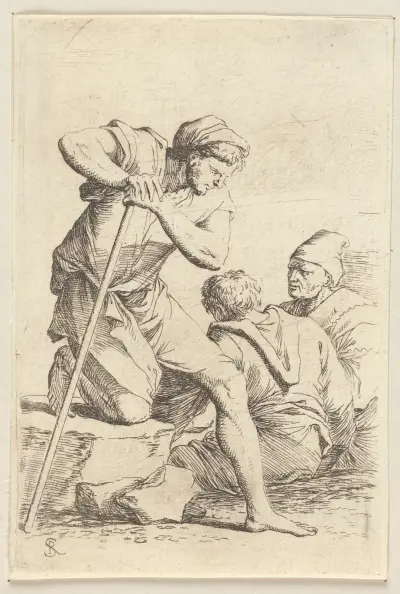 Drei Männer im Gespräch von Salvator Rosa