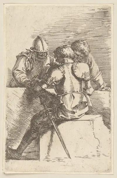 Drei Soldaten im Gespräch von Salvator Rosa