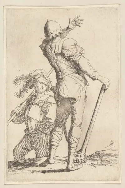 Zwei Soldaten, einer von hinten gesehen, eine Keule haltend 2 von Salvator Rosa