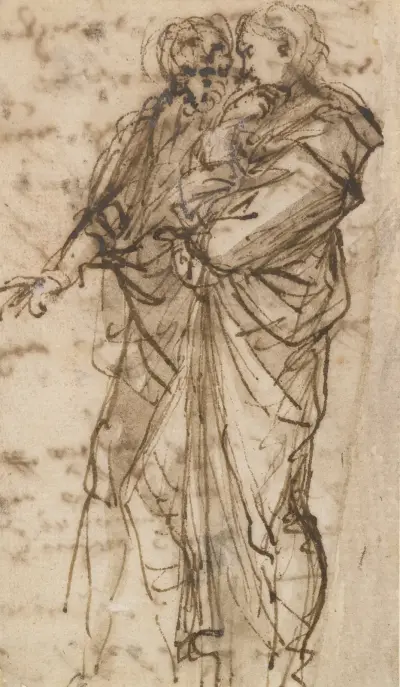 Zwei stehende Figuren von Salvator Rosa