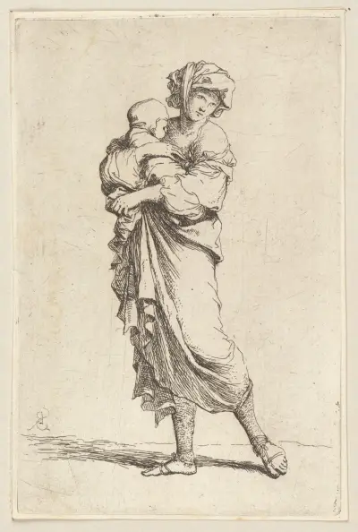 Junge Mutter mit einem Säugling von Salvator Rosa