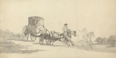 A Chaise and Pair, With Post-Boy av Samuel Howitt