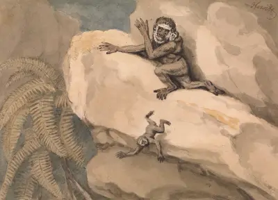 A Monkey and Young von Samuel Howitt