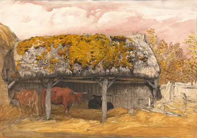 En kostall med mossa på taket av Samuel Palmer