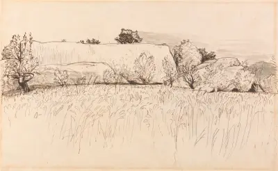 Cornfields with Barn, Shoreham von Samuel Palmer