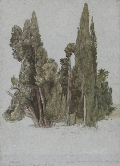 The Cypresses at the Villa d’Este, Tivoli av Samuel Palmer