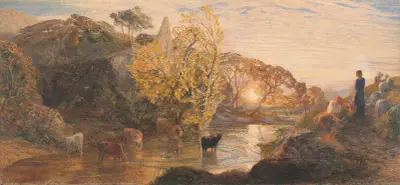 Tintern Abbey at Sunset av Samuel Palmer