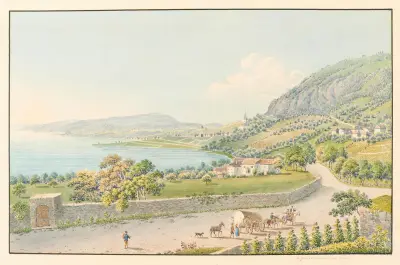 Vy från omgivningarna kring Montreux och Clarens av Jakob Samuel Weibel