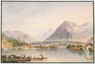 Utsikt över omgivningarna kring Thun av Jakob Samuel Weibel