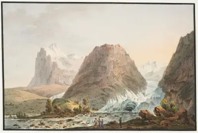 Vy av Grindelwalds glaciärer av Jakob Samuel Weibel