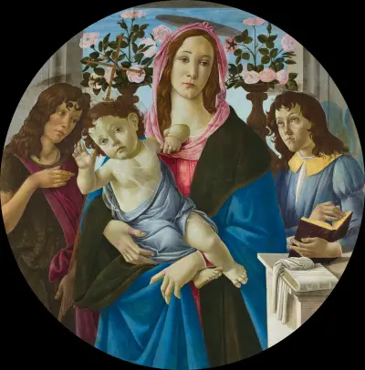 Madonna with Child, St. John the Baptist and Angel av Sandro Botticelli