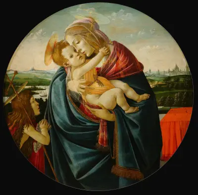 Virgin and Child With Saint John The Baptist av Sandro Botticelli