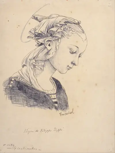 Bust from the ‘Madonna with Angels’ by Filippo Lippi av Santiago Rusiñol