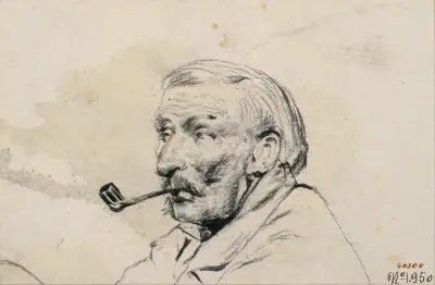 Huvud av en man som röker pipa av Santiago Rusiñol