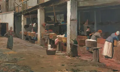 Lavaderos de la Barceloneta (Die Wäscherei in Barceloneta) von Santiago Rusiñol