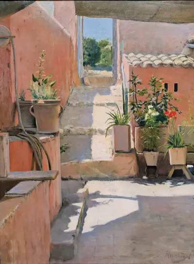 Hof in Sitges von Santiago Rusiñol