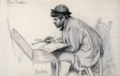 Portrait of Pere Ferran Painting av Santiago Rusiñol