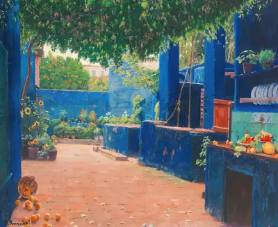 The Blue Courtyard, Arenys av Santiago Rusiñol