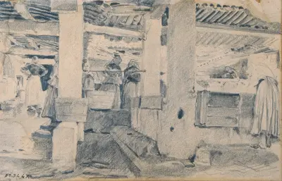 Washing Place Interior av Santiago Rusiñol
