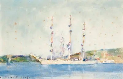 A Windjammer At Anchor av Henry Scott Tuke