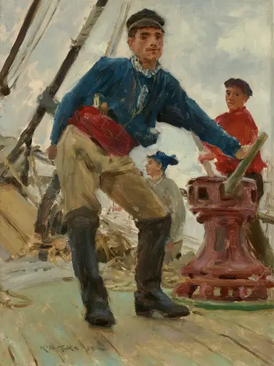Vid gångspelet på en spansk brigg av Henry Scott Tuke