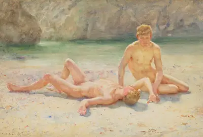 Badgrupp (middagshetta) av Henry Scott Tuke