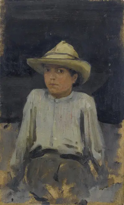 Boy With Hat 02 av Henry Scott Tuke