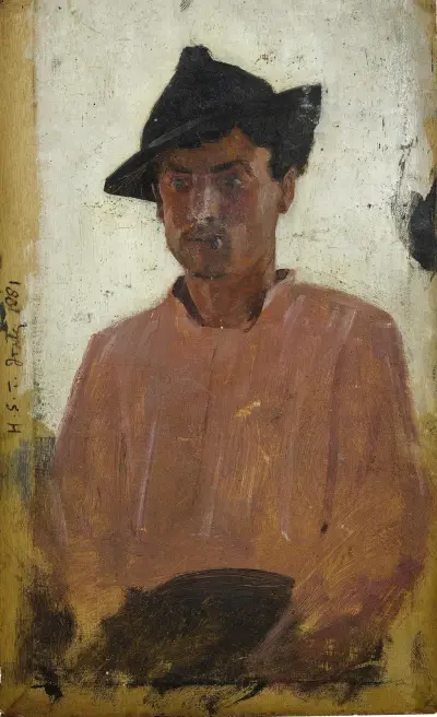 Italian Man With Hat av Henry Scott Tuke