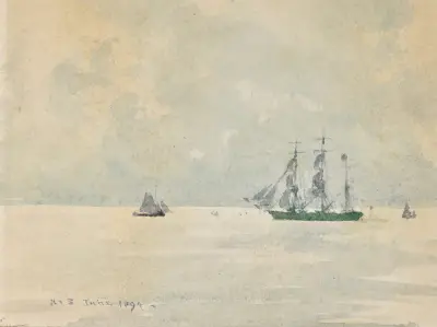 Three Masted Barque av Henry Scott Tuke