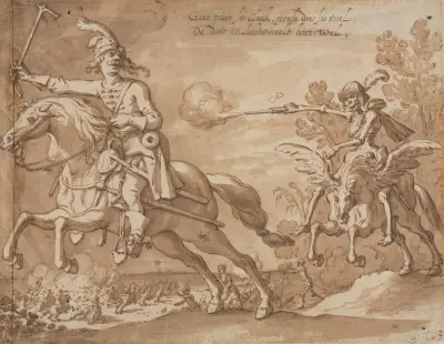 Death on Horseback Chasing a Flying Knight av Sebastian Vrancx