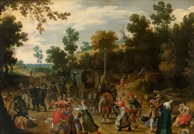 Landscape with Travellers Attacked by Robbers – nr 1 av Sebastian Vrancx