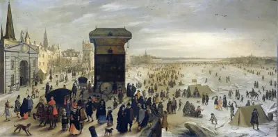 The Kranenhoofd on the Scheldt, Antwerp (Winter Pastime on the Scheldt in Antwerp) av Sebastian Vrancx