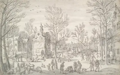 Winter Scene in the City av Sebastian Vrancx