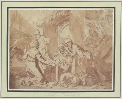 Adoration of the shepherds av Sébastien Bourdon